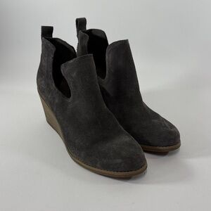 Toms Charcoal Suede Ankle Booties